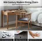 Tomile Kennedy Armchair, Mid Century Modern Dining Chairs (Natural) | Solid Ash Wood Frame, PU Leather Seat, 300 LBS Support, Ergonomic Backrest, Fully Assembled, Great for Kitchen & Home Office