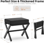 BAMBOOHOMIE Foldable Foot Stool Ottoman, Small Padded Foot Rest with Bamboo X-Legs, Portable Folding Leg Rest for Living Room Bedroom Office, Soft Foam Cushion Step Stool for Couch & Armchair (Black)