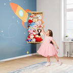 Corner Stuffed Animal Storage Toy Storage Organizer Stuffed Zoo Storage Wood Stuffed Toy Holder DIY Storage W/Star Pattern Hook Colorful Light Adjustable Double Layer Toys Storage for Nursery Bedroom