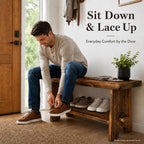 31.5" Solid Wood Entryway Bench, Farmhouse Rustic Storage Bench for Small Spaces, Narrow Indoor Bench Seat for Hallway, Living Room, Dining Room & Mudroom, Mortise-and-Tenon Base, Rustic Brown