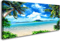 DZL Art S72750 Canvas Wall Art Ocean Waves Coconut Trees on Sands Beach Seascape Scenery Painting Nature Picture for Bedroom Home Office Wall Decor