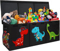 Extra Large Toy Box Chest, Collapsible Storage Bins with Lids, 40"x16"x16" | Sturdy Kids Storage Organizer Toy Bins Basket with Dividers, Bedroom Nursery Playroom Organization, Black