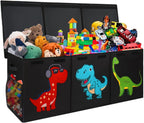 Extra Large Toy Box Chest, Collapsible Storage Bins with Lids, 40"x16"x16" | Sturdy Kids Storage Organizer Toy Bins Basket with Dividers, Bedroom Nursery Playroom Organization, Black