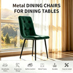 Velvet Dining Chairs Set of 4, Mid Century Upholstered Green Dining Room Chairs Tufted Upholstered Kitchen Chairs Set of 4 for Dining Room, Bedroom, Living Room
