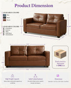 Brown Leather 3-Piece Sofa Set with USB & Type-C, Living Room Couch | TYBOATLE Sectional Couches, Comfy 3-Piece Living Room Furniture with Charging Ports, RV Office Apartment Bedroom, Brown