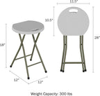 Set of 2 Stools - 18-Inch Folding Stools with 300lb Capacity for Indoor or Outdoor Use - Backless Portable Chairs for Adults by Lavish Home (White)
