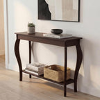 ChooChoo 39" Narrow Entryway Table with Storage Shelf, Espresso | Console Table with Curved Legs, Chic Accent Sofa Table with Shelves for Entryway, Living Room, Hallway