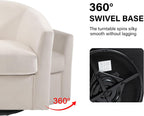 Swivel Accent Chair, Upholstered Velvet Barrel Armchair, Modern Round Single Sofa Seating Comfy Reading Corner Chairs for Living Room Bedroom, Fully Assembled (Velvet Ivory, Set of 2)