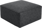 Christopher Knight Home Ellis Faux Leather Ottoman Footstool, Square Pouf Poufee Footrest Ottoman Large Seat, Modern Side Table for Living Room Bedroom Home Decor Gifts, Black