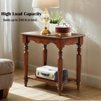 YUNMUAIR-2-Tier Side Table,Vintage Rectangle Sofa Side Tables,Mid Century Accent Bedside Tables with Shelf,Solid Wood End Table for Living Room Bedroom