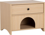 Furniture of America Cole Mid-Century Modern 22-Inch Rectangular Side Table with Drawer, Pet-Friendly Wooden Small Nightstand for Bedroom, Living Room, Home Office, Small Spaces, Natural