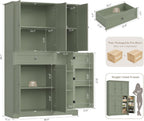 HOSTACK 68" Tall Kitchen Pantry Storage Cabinet with Doors & Shelves, Green | Large Pantry Cabinet with Door Rack, Freestanding Kitchen Storage Cabinet with Drawer, Food Pantry for Dining Living room