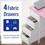 Pamray 32 Inch Computer Desk with 4 Drawers Small Office Desk for Home Bedroom Study Writing Modern Computer Table Pink