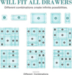 16 PCS Drawer Organizer Set, 5 Varied Size Bathroom and kitchen Drawer cabinet organizer Trays, Clear Storage Bins for Makeup, Jewelry, Utensils and Gadgets