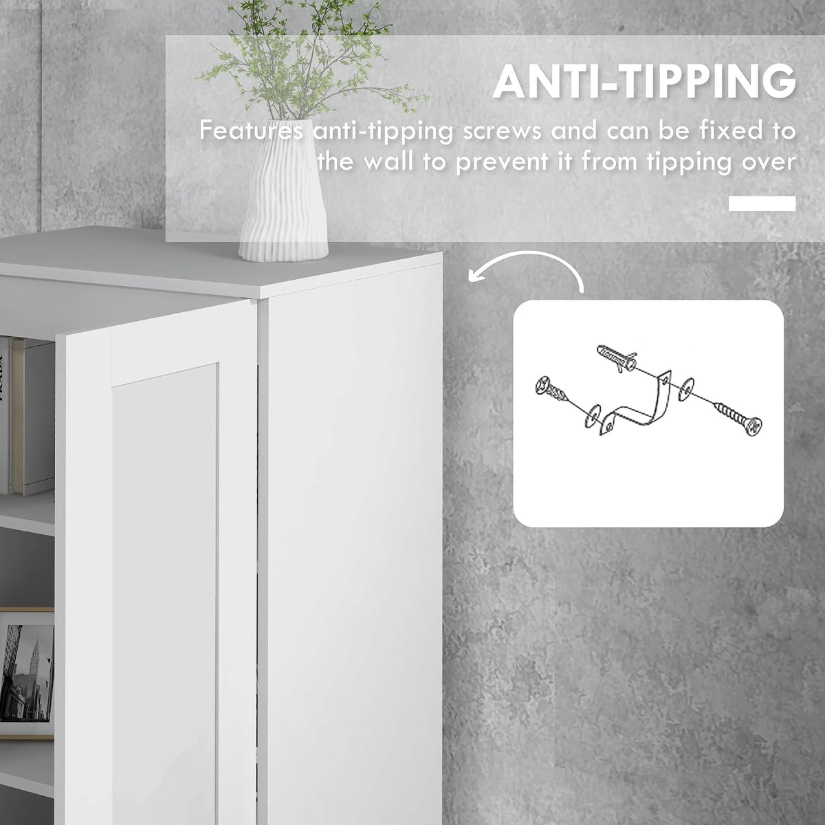 HOMCOM 69" Tall Storage Cabinet Movable Shelves Soft Close Doors White | Modern Style Pantry Cabinet