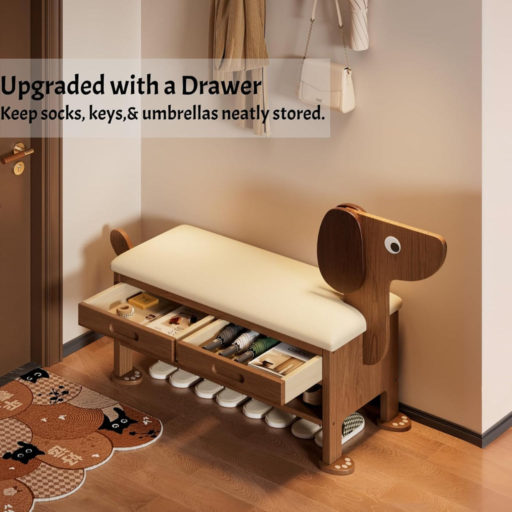 Wooden Shoe Storage Bench Cabinet Rack for Entryway Closet, with Upholstered Cushion Seating Organizer Entrance (31.5 inch)