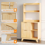 VINGLI Tall 2 Drawer File Cabinet with Adjustable Shelves, Home Office Filing Organizer for Letter Size File Folder Storage, Fluted Design, Wood Filing Cabinet with Socket, Printer Stand (Oak)