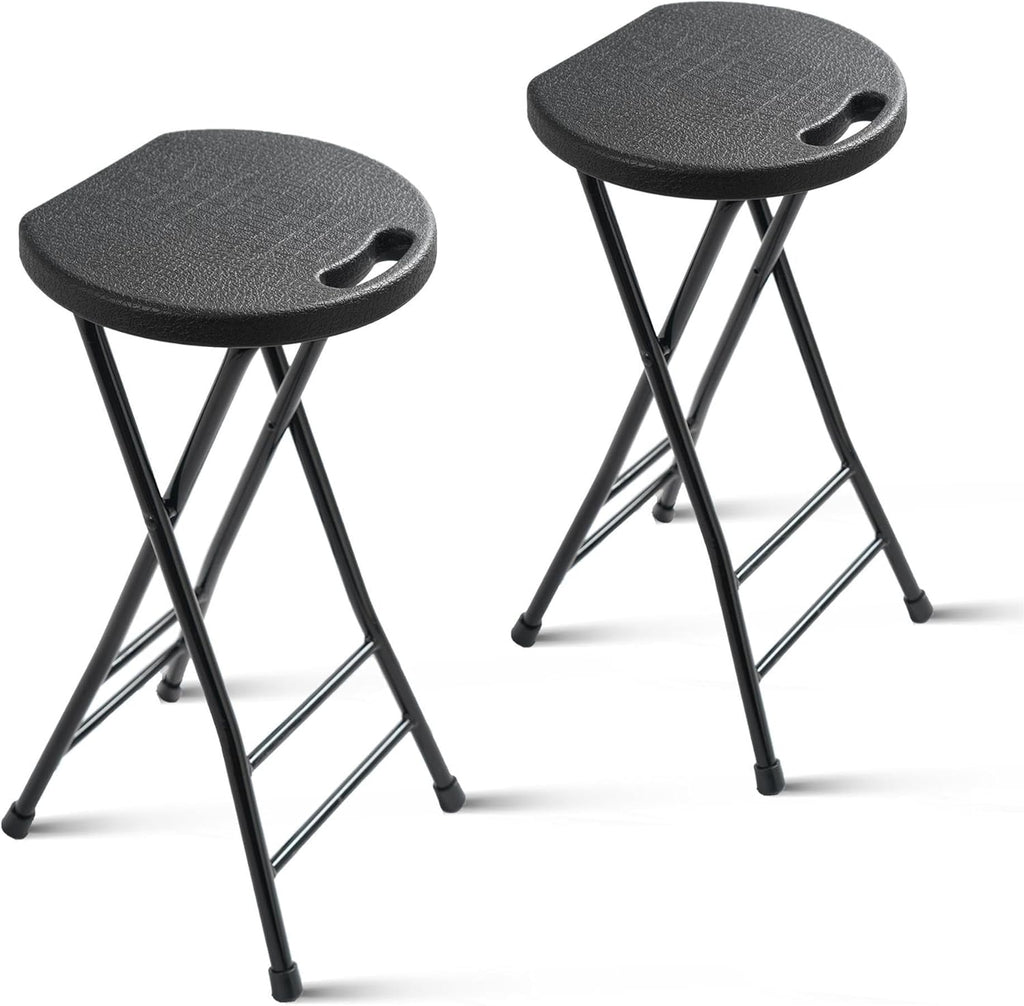 COOZMENT 24-Inch Folding Stool with Handle, Folding Bar Stool with Non-Slip Feet,Folding Chair,Indoor and Outdoor Foldable Stool for Adults,500 lbs Capacity,Kitchen,Game Room(13"×11.5"×24")