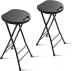 COOZMENT 24-Inch Folding Stool with Handle, Folding Bar Stool with Non-Slip Feet,Folding Chair,Indoor and Outdoor Foldable Stool for Adults,500 lbs Capacity,Kitchen,Game Room(13"×11.5"×24")