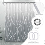 Punkray Ombre Grey Shower Curtain for Bathroom with Hooks, White Shower Curtain Set, Stripe Bath Curtains Decorative Shower Curtains Water Repellent Washable, 54 x 72
