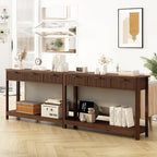 HOKYHOKY Fluted Console Table with Drawers, 47.1" Entryway Table, Walnut | with Storage Shelf, Modern, Narrow Skinny, Behind Couch Wood Sofa Table, for Living Room Hallway Entrance Foyer