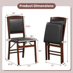 KOTEK Folding Dining Chairs Set of 2, Wooden Kitchen Chairs with Padded Seat & Backrest, Foldable Armless Side Chairs for Dining Room, Living Room
