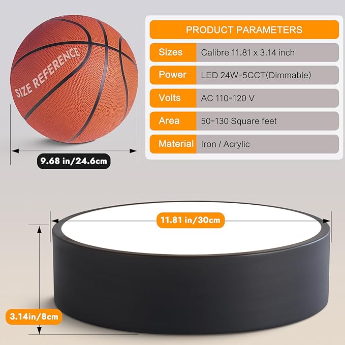 Dimmable Modern Flush Mount Ceiling Light Fixture,Matte Black Round LED Lights Fixtures,5CCT 2700K-6000K Lighting for Kitchen Hallway Bedroom Laundry Room Hall Entryway Closet Bathroom 11.8in