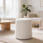 HomePop Organic Shape Ottoman (No Lid, Seat Only) | HomePop Home Décor | Round Pouf Foot Rest – Cream Boucle