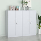 iJINGUR Metal Storage Cabinet with Locking Doors and Adjustable Shelves, 53.5-Inch Tall Lockable Storage Cabinets for Home Office Garage Kitchen Pantry (White)