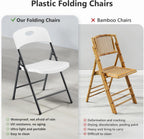 Folding Chairs 4 Pack, Outdoor White Folding Chairs for Outside Indoor, Portable 350 lbs Capacity Heavy Duty Plastic Metal Foldable Chairs Commercial Seating for Picnic, Party, Patio