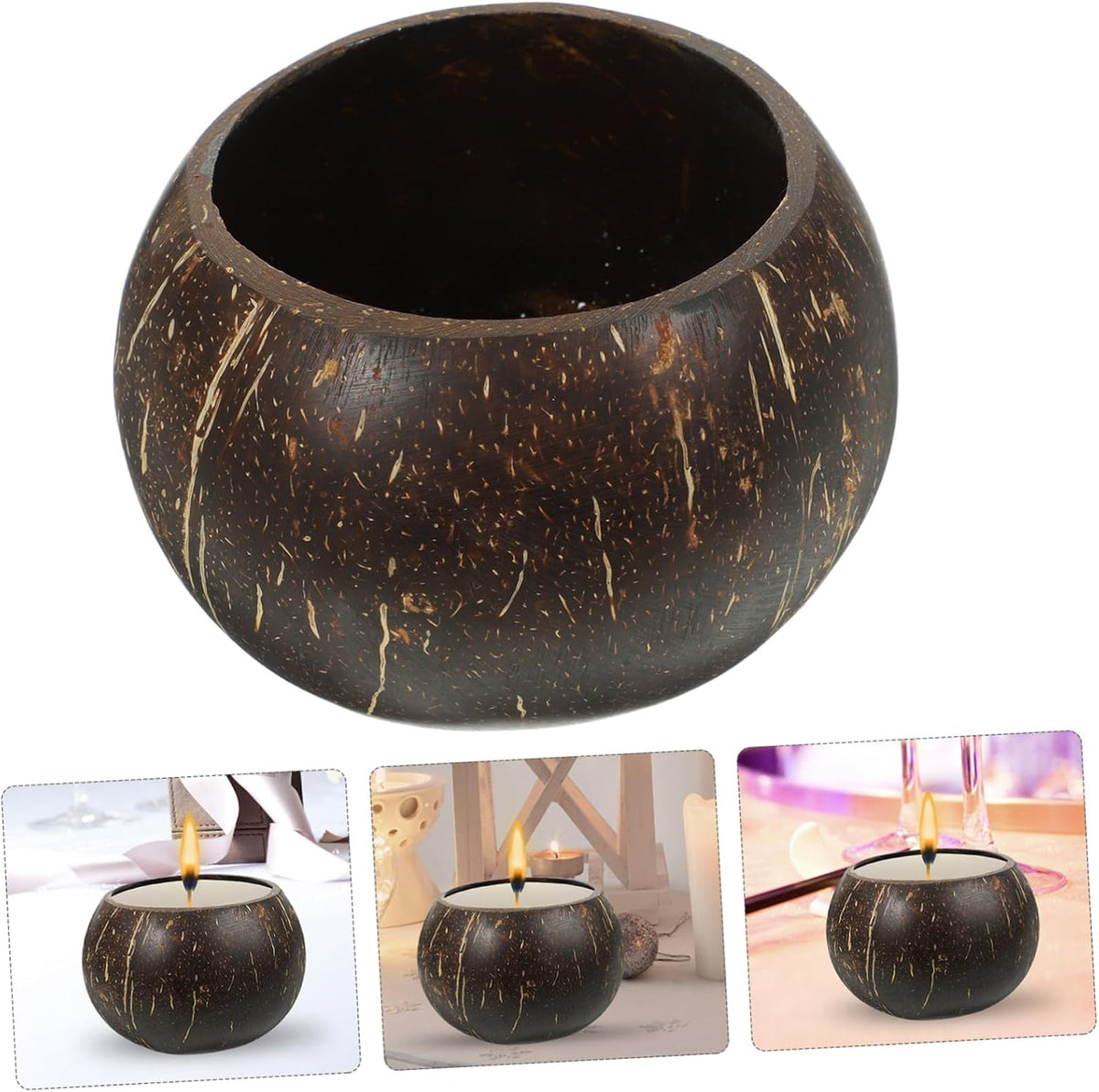 Coconut Shell Candle Holder for Projects Natural Wax Container Decorative Cup for Romantic Atmosphere and Special Occasions