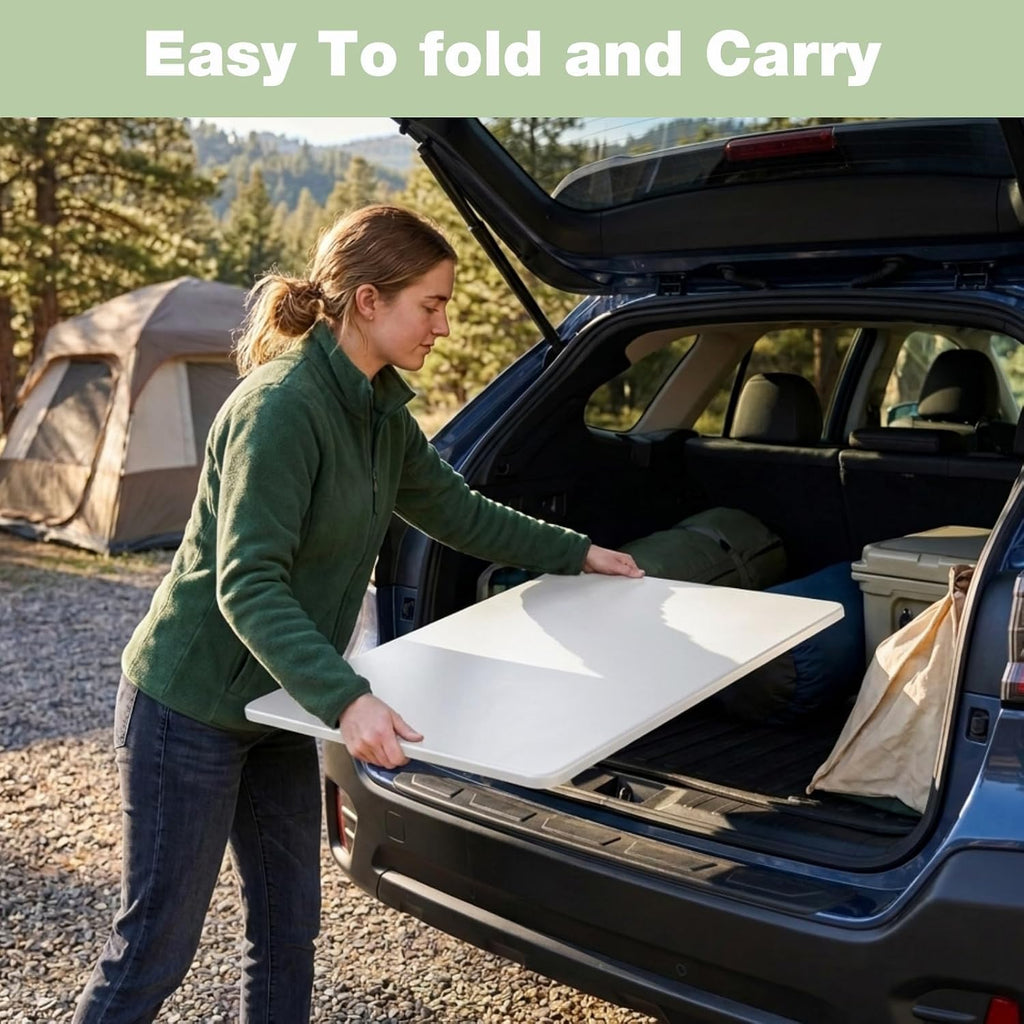 3ft Rectangular Folding Table for All-Occasion, Foldable Table with HDPE Tabletop and Steel Legs, Durable and Stable Small Folding Table, Perfect for Camping, Picnic, Party, Indoor & Outdoor