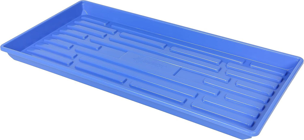 SUNPACK 10" x 20" Heavy Duty Shallow Plastic Seed Starting Tray, Blue, 1" (Pack of 10) - No Drainage Holes, Perfect for Greenhouses or Indoor Gardening