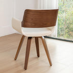 LUNLING Swivel Accent Faux Leather Dining Chairs Set of 2 Mid Century Modern Chairs with Wooden Legs/Armrest/Upholstered Seat/Adjustable Foots for Kitchen Dining Room Desk Chairs Beige PU