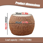 Round Ottoman Natural Seagrass Braided Poof Hand Weaving Round Ottomans Boho Footrest Stool for Home Living Room Bedroom Patio(32cm/12.5in)