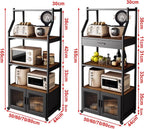 Kitchen Pantry Storage Cabinet Environmentally Friendly Particle Board Silent Hinge + Glass Door Storage Design for Kitchen Dining Living Study Room, Black(50 * 44 * 165cm)