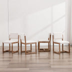 DUOMAY Mid-Century Linen Dining Chairs Set of 2, Beige | Modern Upholstered Seat With Sturdy Wood Legs Comfortable Side Chairs For Kitchen Dining Room And Living Area