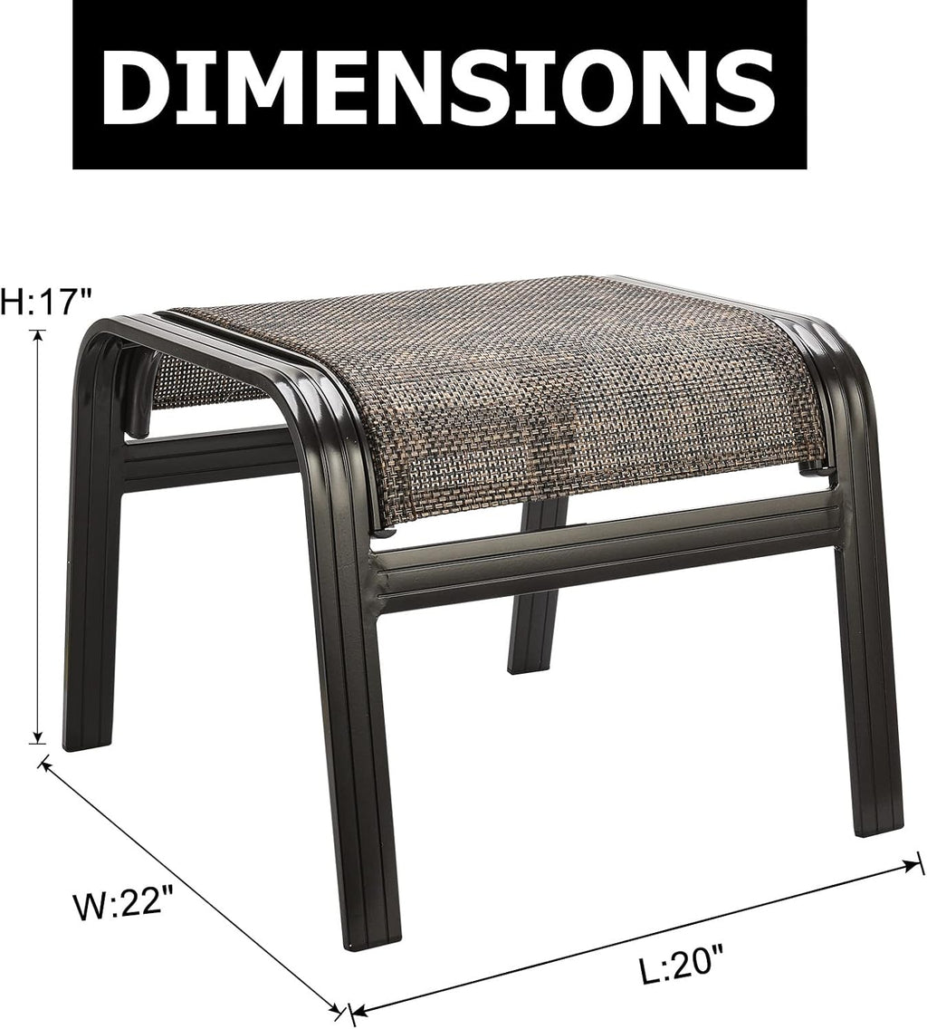 Outdoor Ottomans for Patio Footrest Metal Chairs Patio Footstools Furniture Outside Stools Small Seat Set of 2 Brown, 2 Pack-brown, 22''*20''*17''
