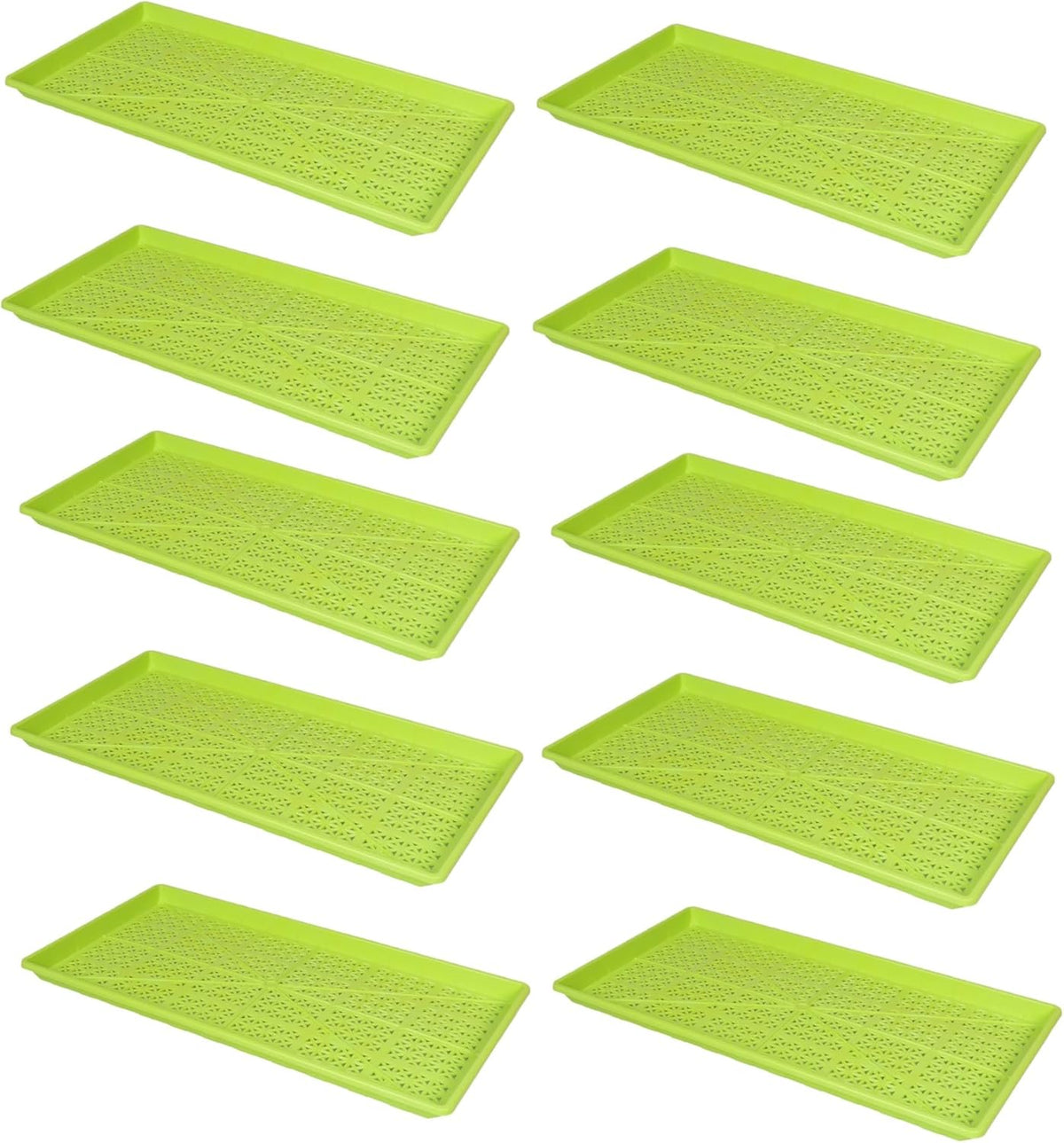 SUNPACK 10" x 20" Heavy Duty Mesh Plastic Seed Starting Tray, Lime Green, 1" (Pack of 10) - Ensures Water Drainage and Aeration, Perfect for Greenhouses or Indoor Gardening