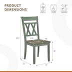Lexicon Wood Dining Chair, Set of 2, Greywash/Antique Teal | Double Cross Back, Rustic Armless Chairs, Kitchen and Dining Room Furniture, Two-Tone Finish