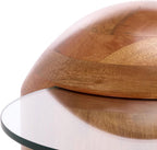 SAFAVIEH Home Collection - Cuban Accent Table with Round Clear Glass Top & Walnut Brown Solid Wood Dome Base, Fully Assembled (ACC3226A)