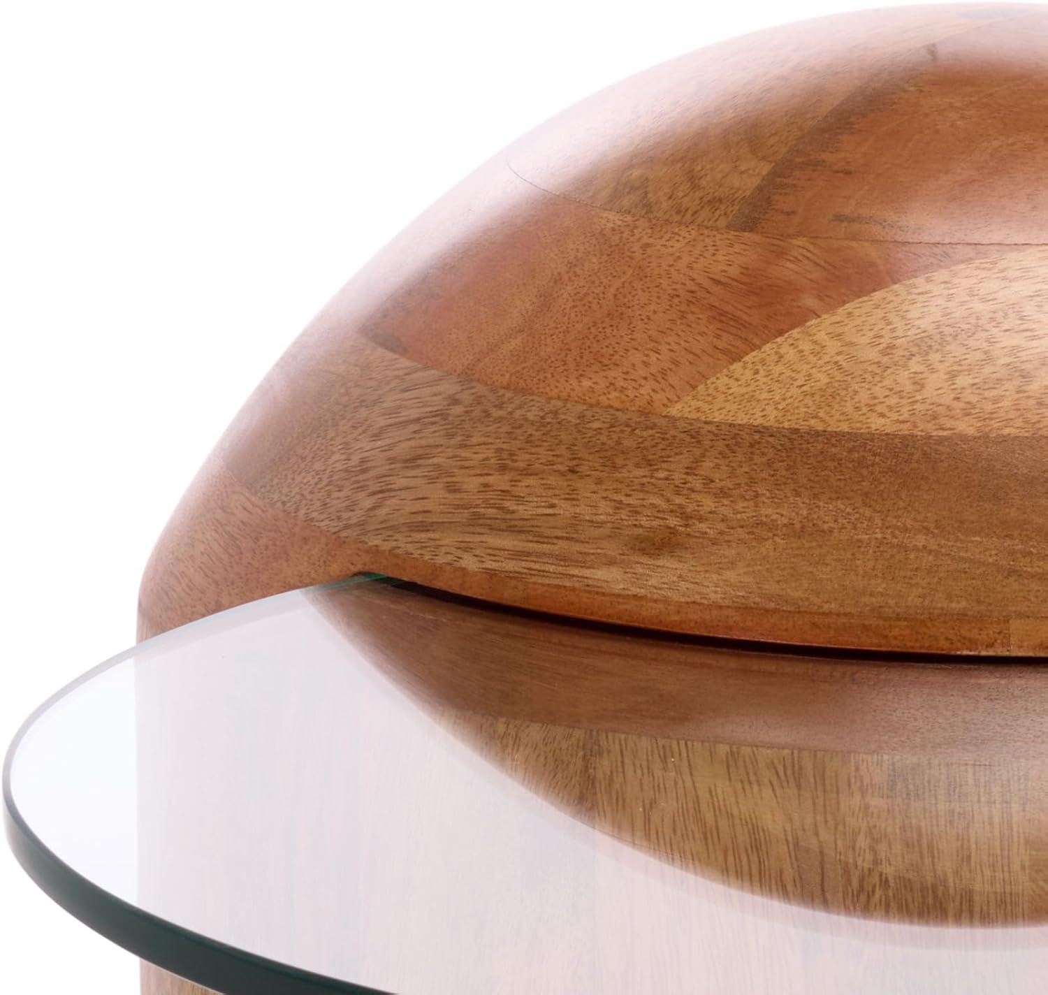 SAFAVIEH Home Collection - Cuban Accent Table with Round Clear Glass Top & Walnut Brown Solid Wood Dome Base, Fully Assembled (ACC3226A)