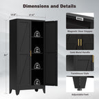 61" Tall Metal Pantry Cabinet, Kitchen Storage Cabinet with 2 Doors and 3 Adjustable Shelves for Kitchen, Living Room, Dining Room, Bathroom and Home, Office