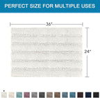 H.VERSAILTEX Bath Mats for Bathroom Non Slip Extra Thick Chenille Striped Bath Rug 24" x 36" Absorbent Non Skid Fluffy Soft Shaggy Rugs Washable Dry Fast Plush Mats for Indoor, Bath Room, Tub - Cream