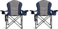 Oversized Camping Chair Heavy Duty- Portable Folding Chair, Cup Holder & Waterproof Phone Case for Adults, Beach, Hiking, Backyard (Blue & Gray, 2 PCS)