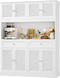 HIFIT 71“HX55“W Large Pantry Cabinet for Food Storage, Farmhouse Kitchen Hutch with Storage Drawers, Tall Kitchen Pantry Cabinet with Microwave Stand for Dining Living Room, White