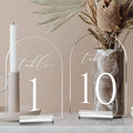JINMURY Clear Arch Table Numbers for Wedding, 5x7 Inch Arched Acrylic Table Numbers 1-10 with Stands, Clear Acrylic Arch Sign with Holder for Centerpiece, Reception, Wedding, Party, Event