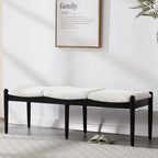 CIMOTA Modern Linen End of Bed Bench, Upholstered Bedroom Ottoman Bench Entryway Bench for Hallway/Dress Room/Living Room, Window Ottoman Bench with Solid Wood Legs, 54 Inch Long, White