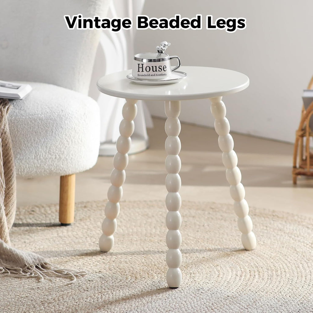 Solid Wood Small Side Table, Round End Table for Small Space, Accent Table Nightstand Modern Table for Living Room Bedroom Office Couch