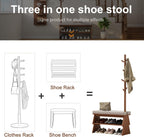 Coat Rack with Shoe Storage,Shoe Rack whit 8 Hook for Offices、Bedroom、Living Room,Small Shoe Bench,Walnut